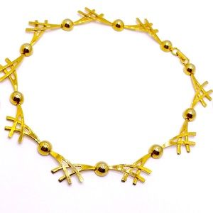 Vintage~Art Deco Gold Tone Modernest Choker~Snitch Link